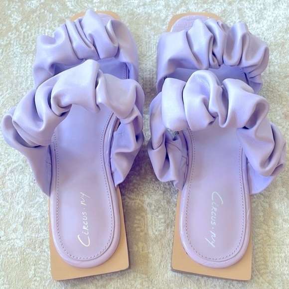 Brand New Circus by Sam Edelman Iggy Ruched Slide Sandals Ruffles Light Purple - Picture 10 of 12